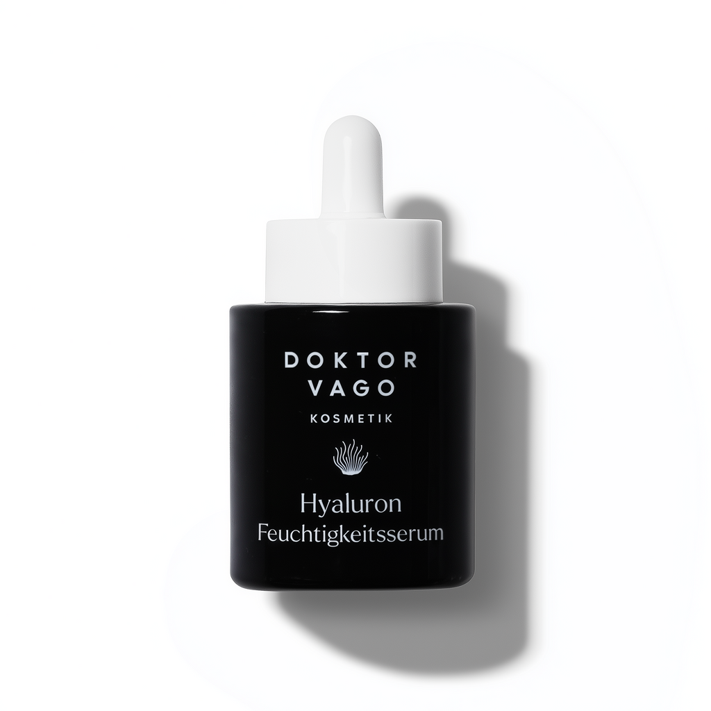 Hyaluron Serum Flasche von Mein Shop, Nahaufnahme mit schatteneffekt, feuchtigkeitsspendendes Hautpflegeprodukt, klare Verpackung